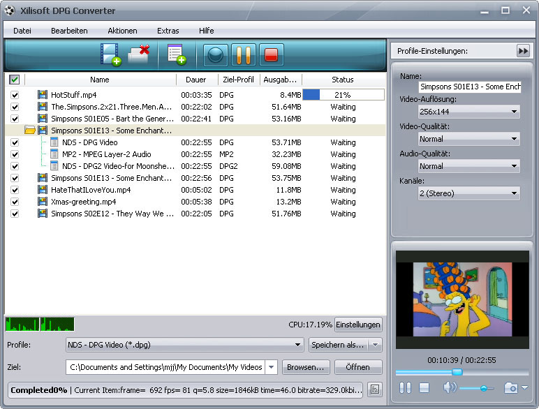 Screenshot vom Programm: Xilisoft DPG Converter