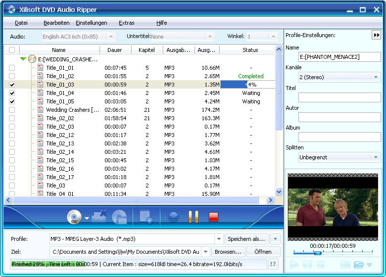 Screenshot vom Programm: Xilisoft DVD Audio Ripper