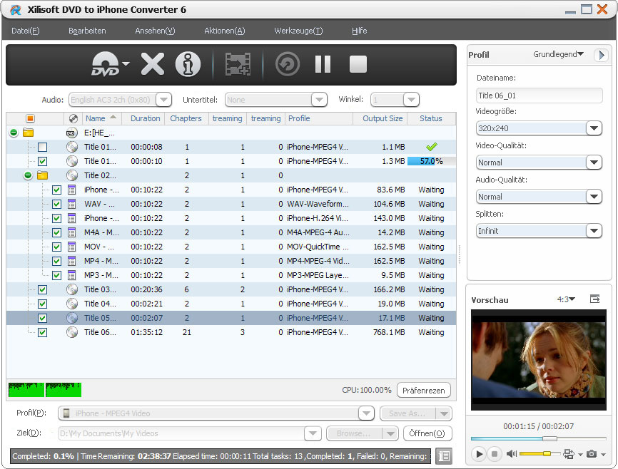 Xilisoft DVD to iPhone Converter - DVD in iPhone umwandeln