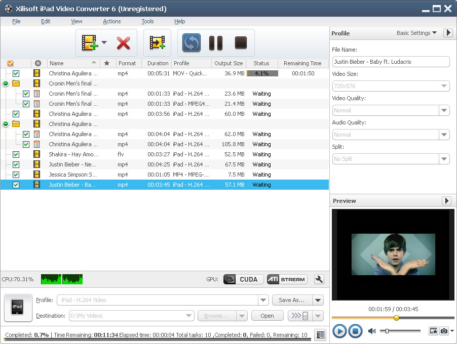 Screenshot vom Programm: Xilisoft iPad Video Converter