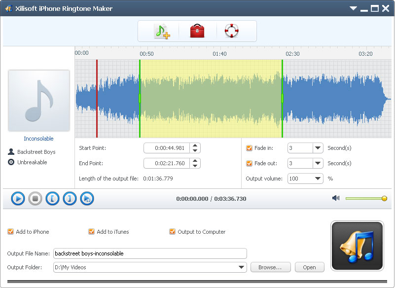 Screenshot vom Programm: Xilisoft iPhone Klingelton Maker 2.0