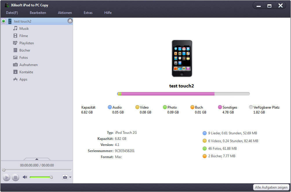 Screenshot vom Programm: Xilisoft iPod to PC Copy