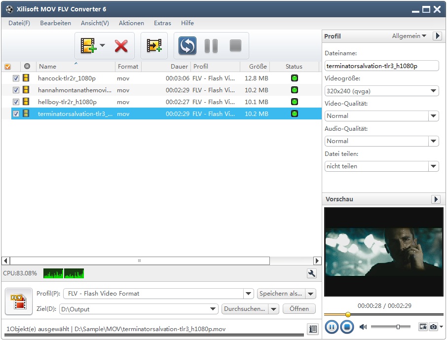 Xilisoft mov flv Converter - mov in flv Formate umwandeln
