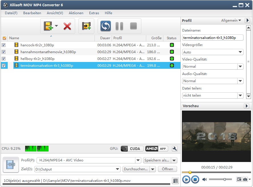 Xilisoft mov mp4 Converter - mov in mp4 Formate umwandeln
