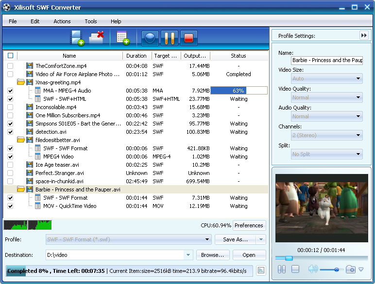 Screenshot vom Programm: Xilisoft SWF Converter