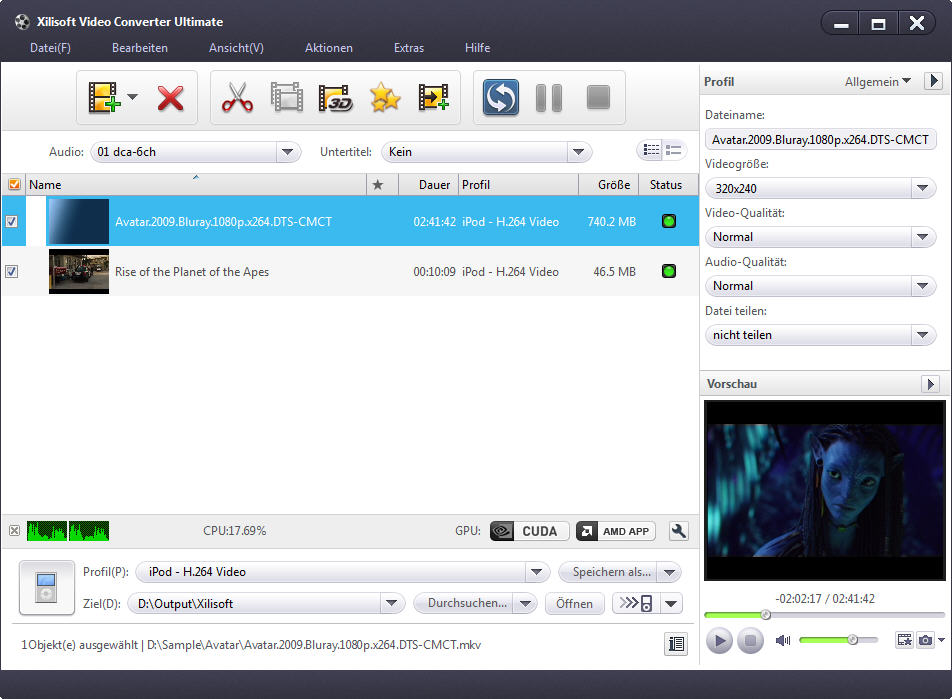 Screenshot vom Programm: Xilisoft Video Converter Ultimate