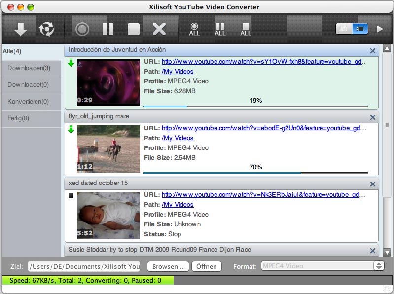 Screenshot vom Programm: Xilisoft YouTube Video Converter for Mac